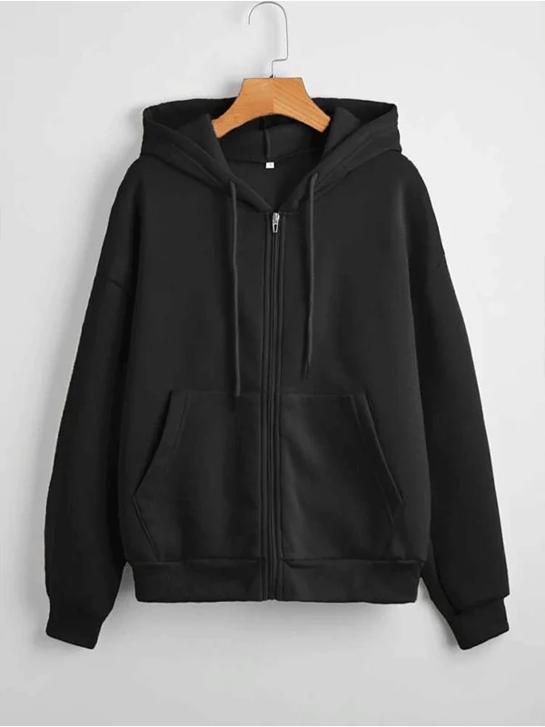 Black Zipper Hoodie